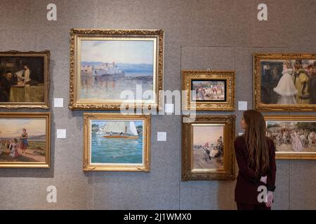 Bonhams, London, Großbritannien. 28. März 2022. Der Verkauf von Kunst des 19.. Jahrhunderts und britischer Impressionismus in Bonhams findet am 30.. März statt. Quelle: Malcolm Park/Alamy Live News. Stockfoto