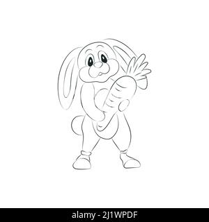 Niedliche Hase Skizze oder Symbol Umriss. Stock Vektor