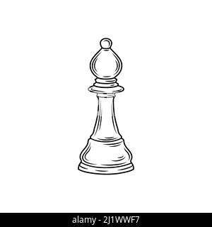 Handgezeichnete Skizze des Bishop-Schachspiels. Schachfiguren. Schach. Bishop-Schachsymbol. Stock Vektor