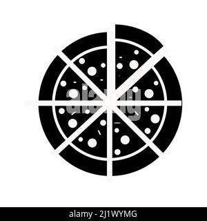 Pizza Slice Symbol, schwarze Vektorgrafik Stock Vektor