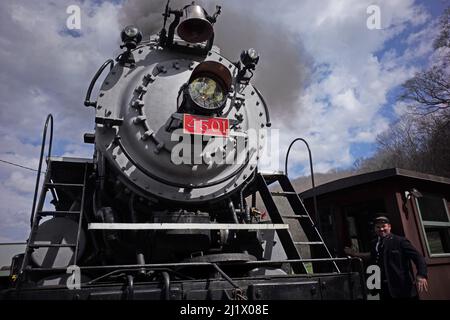 4501 ist eine erhaltene Dampflokomotive der MS-Baureihe 2-8-2 vom Typ Mikado an der Tennessee Valley Railroad in Chattanooga, TN. USA Stockfoto