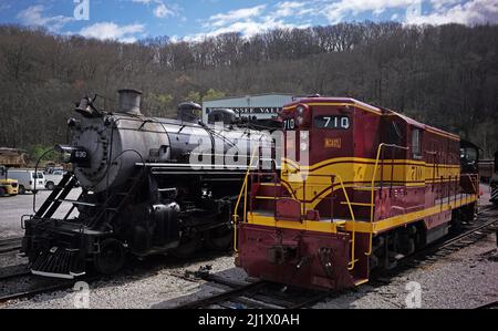 4501 ist eine erhaltene Dampflokomotive der MS-Baureihe 2-8-2 vom Typ Mikado an der Tennessee Valley Railroad in Chattanooga, TN. USA Stockfoto