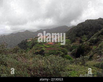 Malerisches und farbenfrohes Dorf Las Carboneras auf Teneriffa, Kanarische Inseln, Spanien Stockfoto