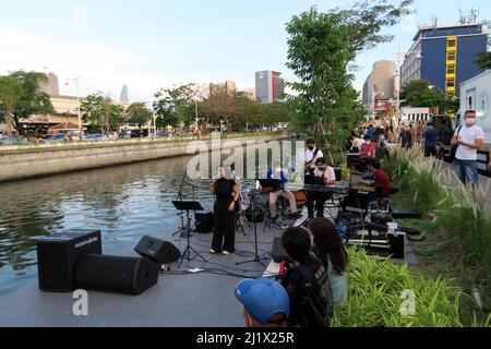 Krung Kasem Canal Canaalside Walk, Hua Lamphong, Bangkok, Thailand Stockfoto