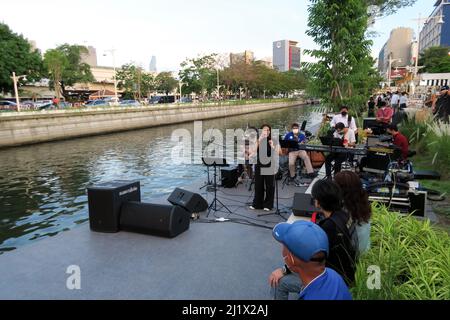 Krung Kasem Canal Canaalside Walk, Hua Lamphong, Bangkok, Thailand Stockfoto