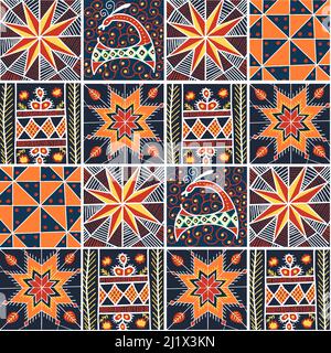 Modernes ukrainisches Ornament. Nahtloses Muster im ukrainischen Stil. Symbole der Ukraine. Nationale Symbole. Kultur Mitteleuropas. Pysanka. Embroid Stock Vektor