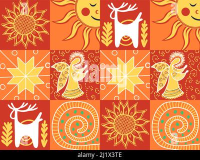 Modernes ukrainisches Ornament. Nahtloses Muster im ukrainischen Stil. Symbole der Ukraine. Nationale Symbole. Kultur Mitteleuropas. Pysanka. Embroid Stock Vektor