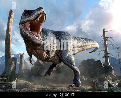 Tyrannosaurus aus der Kreidezeit 3D-Illustration Stockfoto