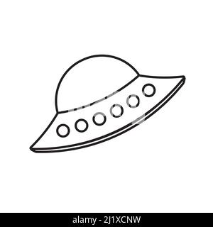 Vektor flache schwarze Umrisse Alien ufo-Symbol auf weißem Hintergrund isoliert Stock Vektor