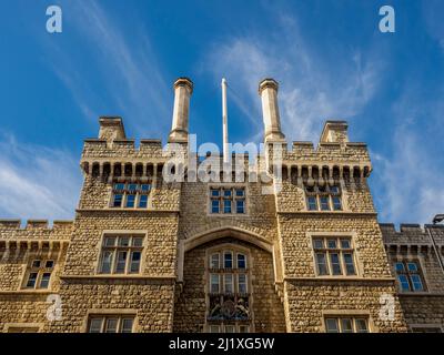 Außenansicht façade Basis der Finsbury Barracks der Honourable Artillery Company. City Road, London. Stockfoto