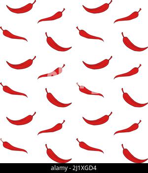 Vektor nahtloses Muster von Hand gezeichnet roten kühlen Pfeffer isoliert auf weißem Hintergrund Stock Vektor