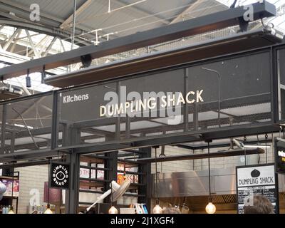 The Dumpling Shack, gelegen in den Küchen am Old Spitalfields Market. London. VEREINIGTES KÖNIGREICH Stockfoto