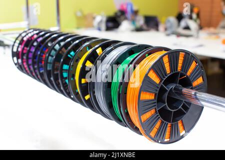 Drahtspulen für Drucker 3D. Stockfoto