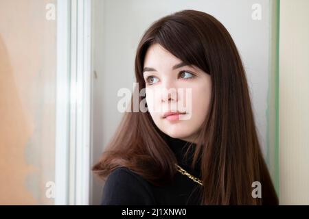 Schöne Teenager-Mädchen closeup.fünfzehn Jahre altes Mädchen. Stockfoto