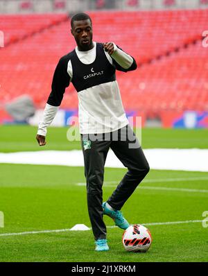Nicolas Pepe von der Elfenbeinküste während einer Trainingseinheit in Wembley, London. Bilddatum: Montag, 28. März 2022. Stockfoto