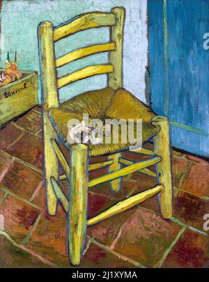 Van Goghs Stuhl von Vincent van Gogh (1853-1890), Öl auf Leinwand, 1888 Stockfoto