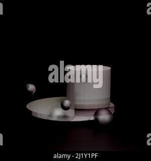 3D Rendern Illustration abstrakte geometrische Form Hintergrund schwarze Farbe Stockfoto