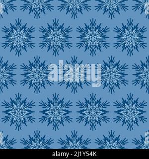 schneeflocke nahtloses Muster, geometrische Schneeflocke einfaches Design, Illustration Stockfoto