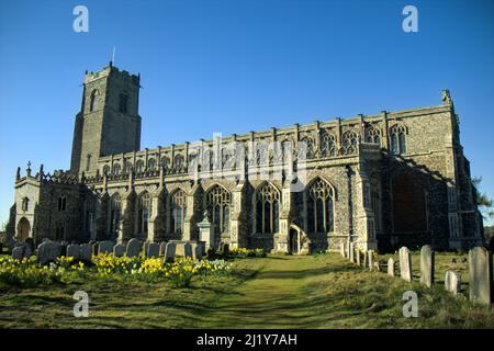 Die Holy Trinity Church im Dorf Blythburgh in Suffolk, Großbritannien Stockfoto