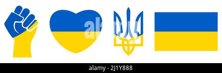 Satz von ukrainischen Emblem in offiziellen Farben. Vektorgrafik Stock Vektor