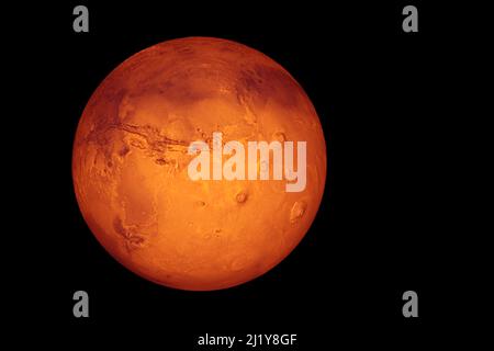 Planet Mars auf einem dunklen Hintergrund. Elemente dieses Bildes, die von der NASA eingerichtet wurden Stockfoto