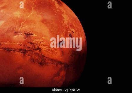 Planet Mars auf einem dunklen Hintergrund. Elemente dieses Bildes, die von der NASA eingerichtet wurden Stockfoto