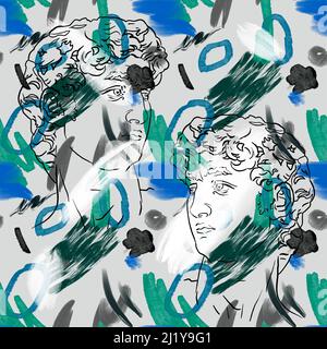 Nahtloses Muster. Abstrakte Grafiken. Farbige Linien. Digitalpapier Stockfoto
