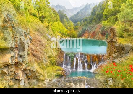 Landschaft mit Farbkaskaden, Insel La Palma, Spanien Stockfoto