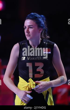 ANKARA, TÜRKEI - 18. DEZEMBER 2021: Meryem Boz in Fenerbahce Opet gegen Vakifbank Halbfinalspiel der FIVB Volleyball Womens Club World Championship Stockfoto