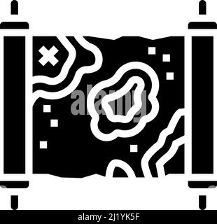 Karte mit Richtung zu Schatz Glyphe Symbol Vektor Illustration Stock Vektor