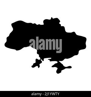 Ukraine Land Karte stromlinierten schwarzen Silhouette auf weißem Hintergrund, Abgrenzung ukraine Gebiet für Design-Karte Banner Vektor Illustration Stock Vektor