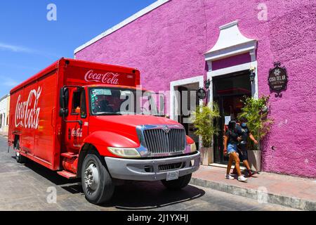 Coca Cola Lieferwagen, Valladolid, Mexiko Stockfoto