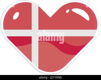 Isolierte Herzform mit der Flagge von Denmark Vector Stock Vektor