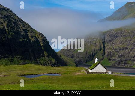 Saksun, Streymoy Island, Färöer-Inseln, Dänemark. Stockfoto