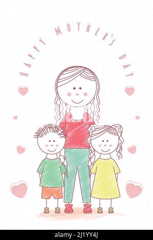 Frau mit Kindern Happy Mothers Tageskarte Vektor Stock Vektor