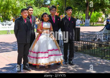 Quinceañera (Veranstaltung zum 15.. Geburtstag) einer Frau, Valladolid , Mexiko Stockfoto