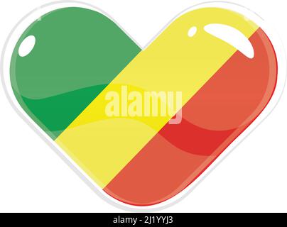 Isolierte Herzform mit der Flagge des Congo Vector Stock Vektor