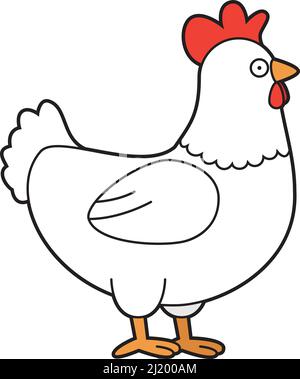 Niedliche Cartoon-Vektor-Illustration eines weißen Huhn Stock Vektor