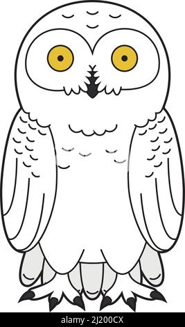 Niedliche Cartoon-Vektor-Illustration einer schneebedeckten Eule Stock Vektor