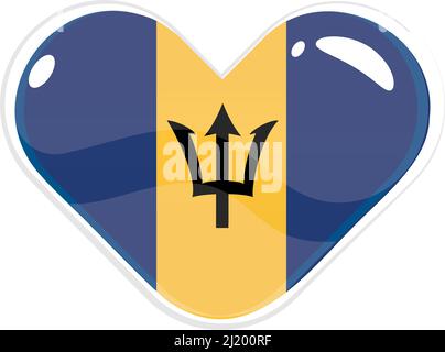 Isolierte Herzform mit der Flagge von Barbados Vector Stock Vektor