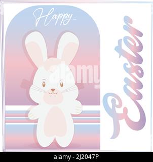 Lustige Karikatur von einem Kaninchen Happy easter Karte Vektor Stock Vektor