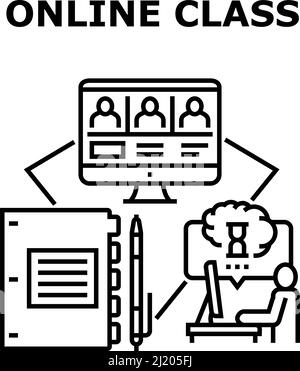 Online Class Vector Concept Black Illustration Stock Vektor