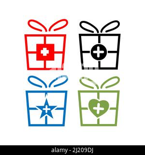 Mehr Geschenke Symbolvektor. Symbolsatz. Vektorgrafik auf weißem Hintergrund. Stock Vektor