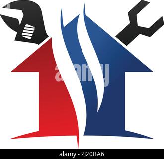 Startseite Service Klimaanlage Logo Symbol Illustration Markenidentität Stock Vektor