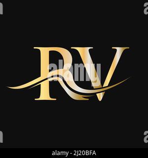 VS-Logo mit dem Buchstaben. Vorlage für das ursprüngliche RV-Logo für das Geschäfts- und Firmenlogo Stock Vektor