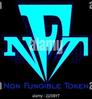 Beschriftung des nft-Logos mit Konturen auf dunklem Hintergrund 1 Stock Vektor