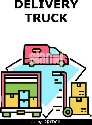 Lieferung Lkw Vektor Konzept Farbe Illustration Stock Vektor