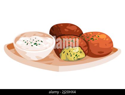 Falafel gebratene Erbsen traditionelle arabische Middle East Food Zeichnung Illustration Stock Vektor