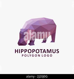 Hippopotamus Low Poly Logo-Design Stock Vektor