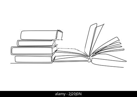 Kontinuierliche Linienzeichnung der Person liest ein Buch. Jemand liest ein Buch und lernt etwas. Bildung Konzept Design Vektor Illustration isoliert auf whit Stock Vektor